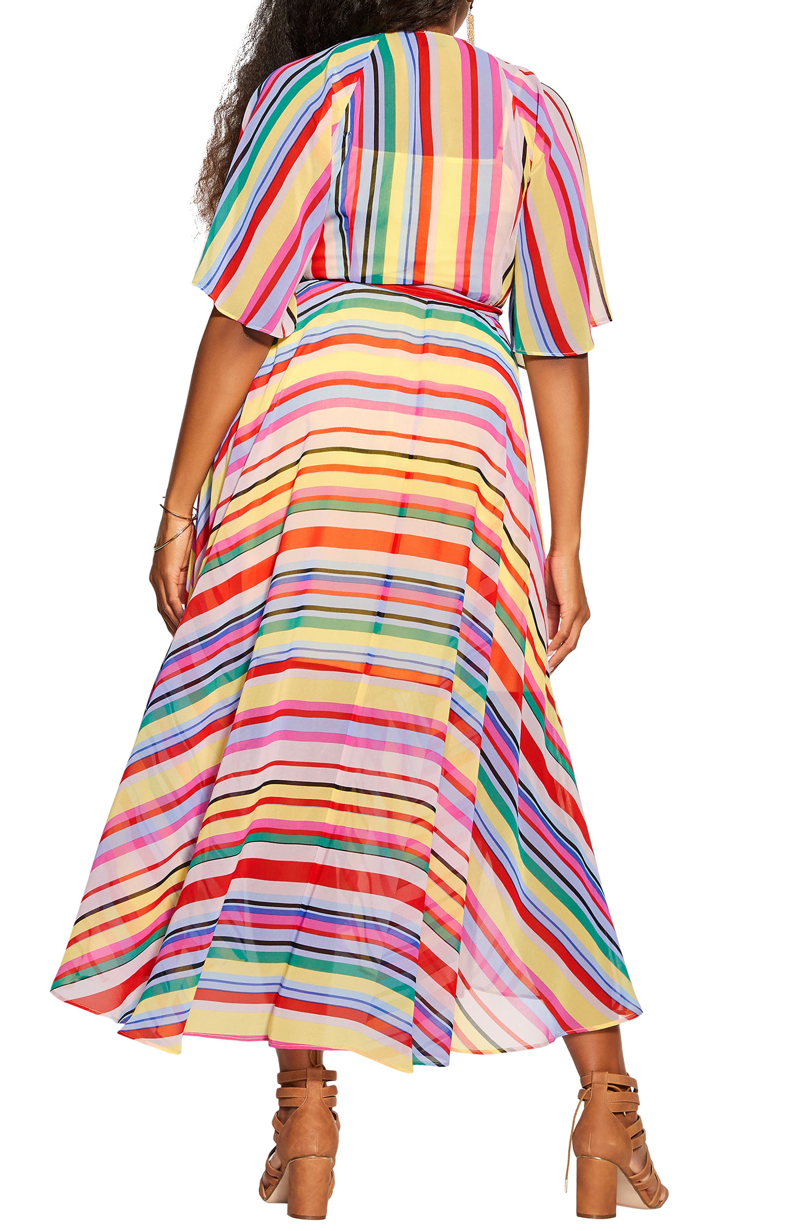 City Chic Rainbow Wrap Maxi Dress | Nordstrom